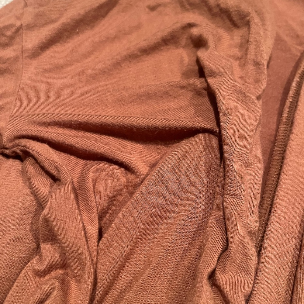 SKIMS Cozy Rib Long Robe in Chestnut Brown - Picture 3 of 4